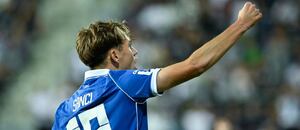 Filip Šancl se raduje z gólu do sítě Slovácka