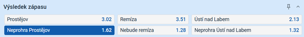 Tip na výsledek zápasu Prostějov vs. Ústí n. L.