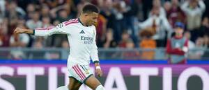 Kylian Mbappé během výhry Realu Madrid nad AS Řím