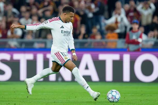 Kylian Mbappé během výhry Realu Madrid nad AS Řím