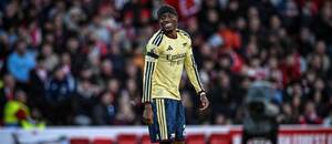 Noni Madueke během výhry Arsenalu nad Nottinghamem Forest