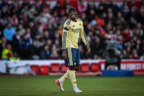 Noni Madueke během výhry Arsenalu nad Nottinghamem Forest
